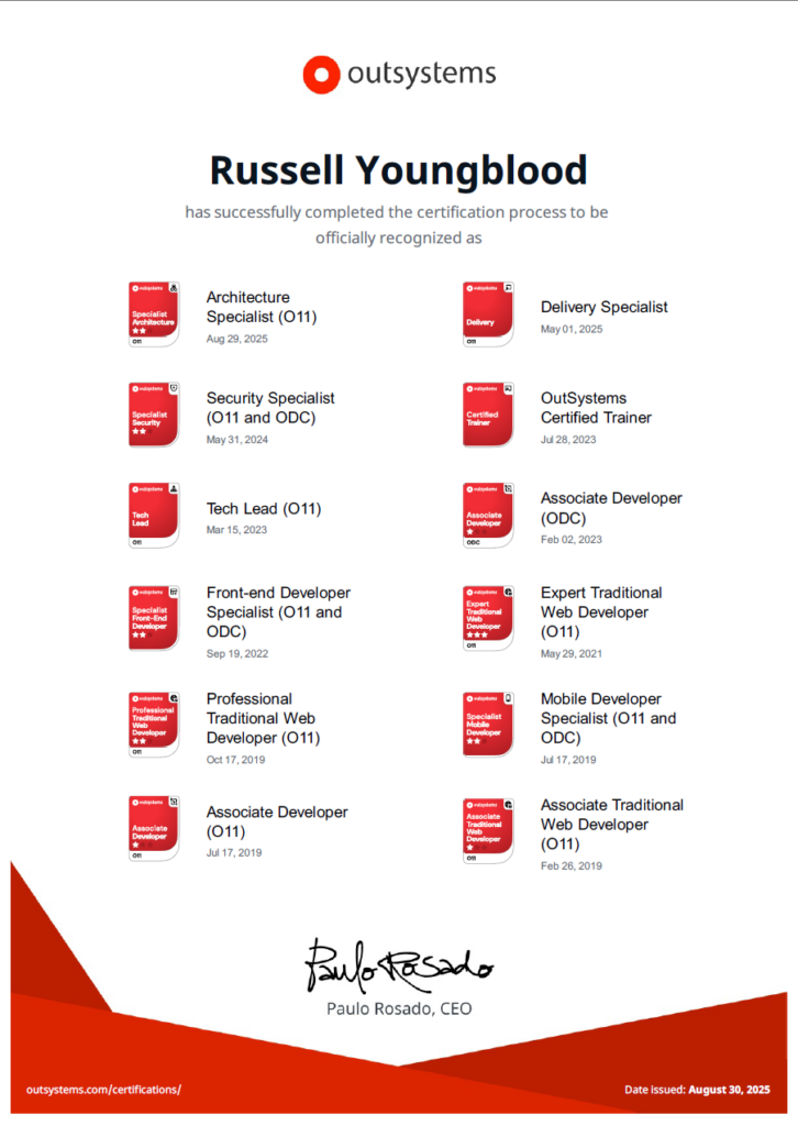OutSystems Certifications