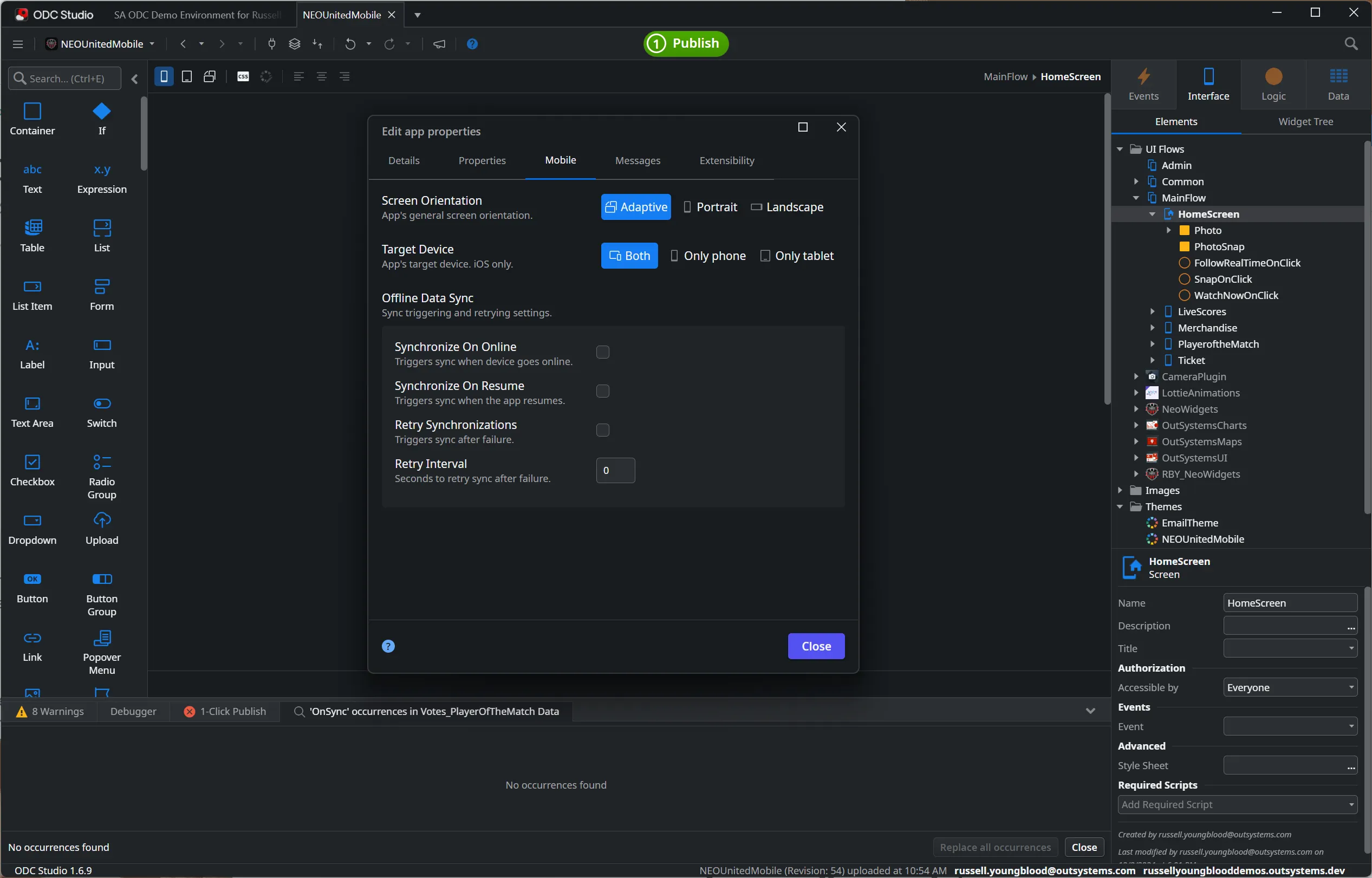 ODC Mobile Data Sync